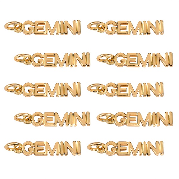 

PandaHall 10Pcs Brass Pendants, with Jump Rings, Long-Lasting Plated, Constellation/Zodiac Sign, Golden, Gemini, Gemini: 4x19x1.5mm, Hole...