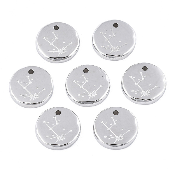 

PandaHall 316 Surgical Stainless Steel Charms, Flat Round with Constellation, Stainless Steel Color, Taurus, 10x2mm, Hole: 1mm 316 Surgical...
