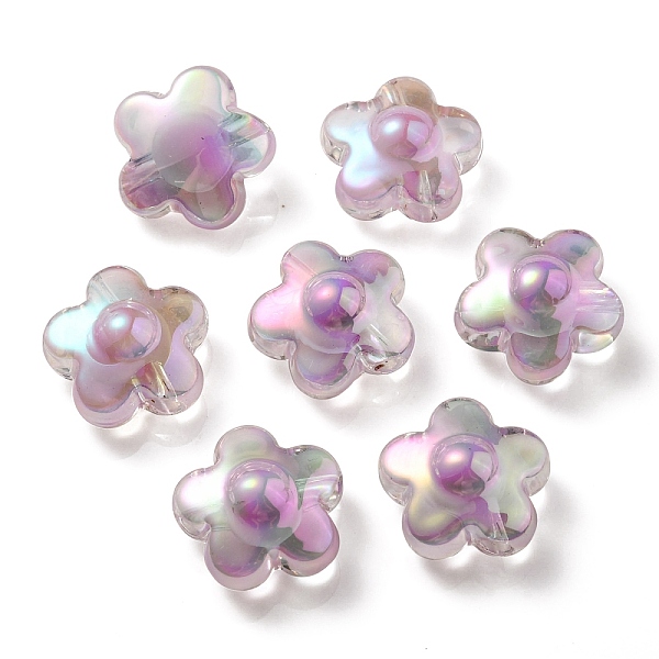 

PandaHall UV Plating Rainbow Iridescent Transparent Acrylic Beads, Two Tone, Flower, Medium Orchid, 17x17x9mm, Hole: 2.7mm Acrylic Flower