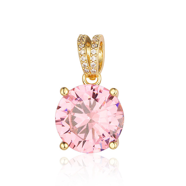 

PandaHall Brass Micro Pave Pink Cubic Zirconia Pendants, Flat Round Charms, Real 18K Gold Plated, 24x14x9mm Brass+Cubic Zirconia Flat Round...