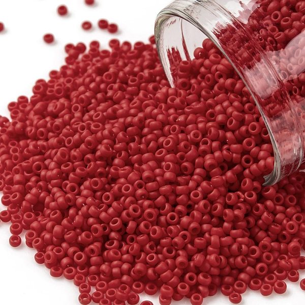 

PandaHall TOHO Round Seed Beads, Japanese Seed Beads, (45AF) Opaque Frost Cherry, 11/0, 2.2mm, Hole: 0.8mm, about 5555pcs/50g Glass Red