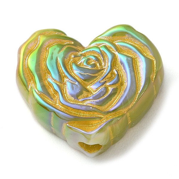 

PandaHall Metal Enlaced Heart Rose Opaque Acrylic Bead, DIY Jewelry Bead, Green Yellow, 19.5x23x9.5mm, Hole: 3.5mm Acrylic Heart