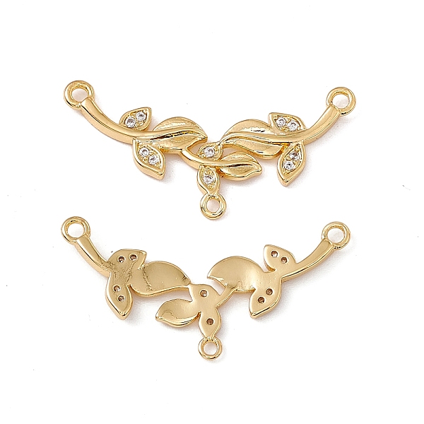 

PandaHall Brass Micro Pave Clear Cubic Zirconia Connector Charms, Leaf Links, Real 18K Gold Plated, 15x29x2mm, Hole: 1.2mm & 1.5mm...