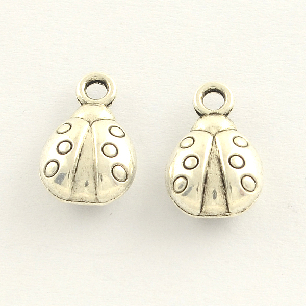 

PandaHall Tibetan Style Zinc Alloy Charms, Ladybug, Antique Silver, 14x9x4mm, Hole: 2mm, about 614pcs/885g Alloy Ladybug