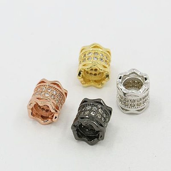 

PandaHall Brass Cubic Zirconia European Beads, Column, Mixed Color, 8x7.5mm, Hole: 4.5mm Brass+Cubic Zirconia Column