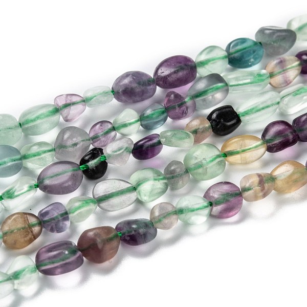 

PandaHall Natural Fluorite Beads Strands, Nuggets, Tumbled Stone, 5~8.5x5.5~7x3.5~4mm, Hole: 0.7mm, about 64pcs/strand, 16.34''(41.5cm)...