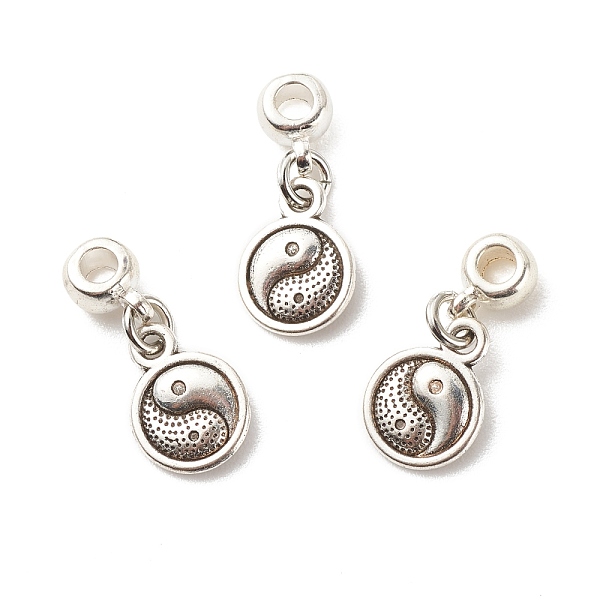 

PandaHall Flat Round with Yin Yang Tibetan Style Alloy Pendants, with Alloy Tube Bails and Brass Jump Ring, Antique Silver, 23mm, Hole: 3mm...