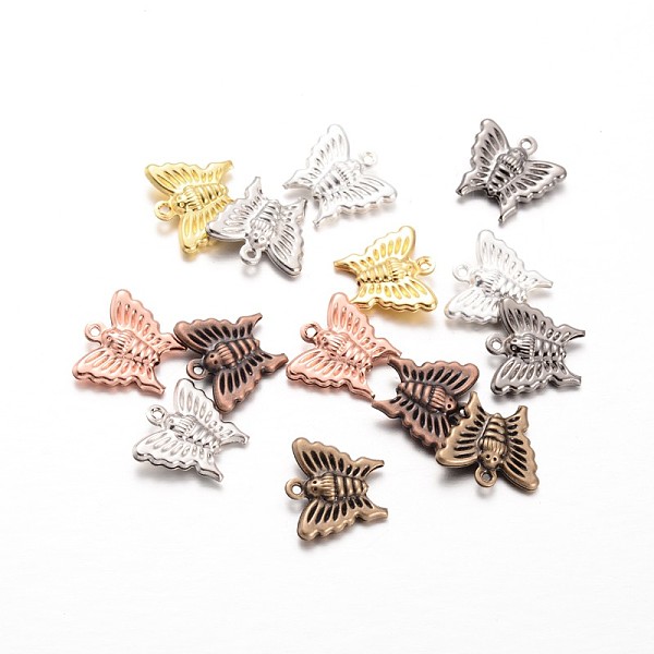 

PandaHall Brass Charms, Butterfly, Mixed Color, 14x15x3.5mm, Hole: 1mm Brass Butterfly
