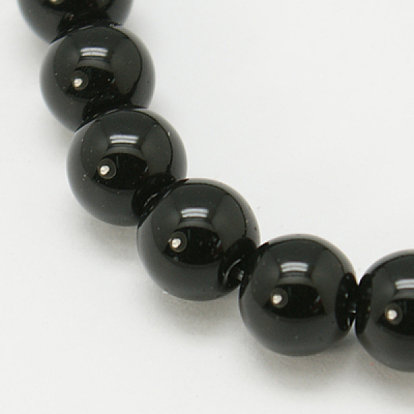 

PandaHall Natural Agate Beads Strands, Dyed, Round, Black, 10mm, Hole: 1mm, about 39pcs/strand, 15 inch Black Onyx Round Black