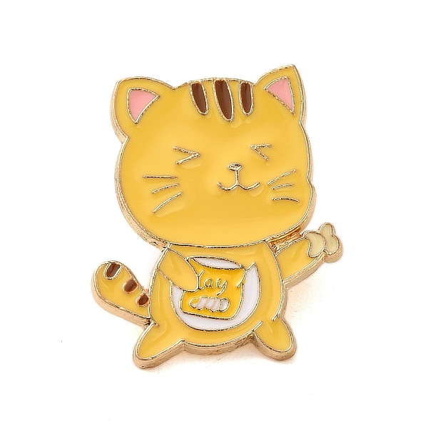 

PandaHall Animal Enamel Pins, Golden Alloy Brooches for Backpack Clothes, Cat Shape, 28x23x2mm Alloy+Enamel Cat Shape