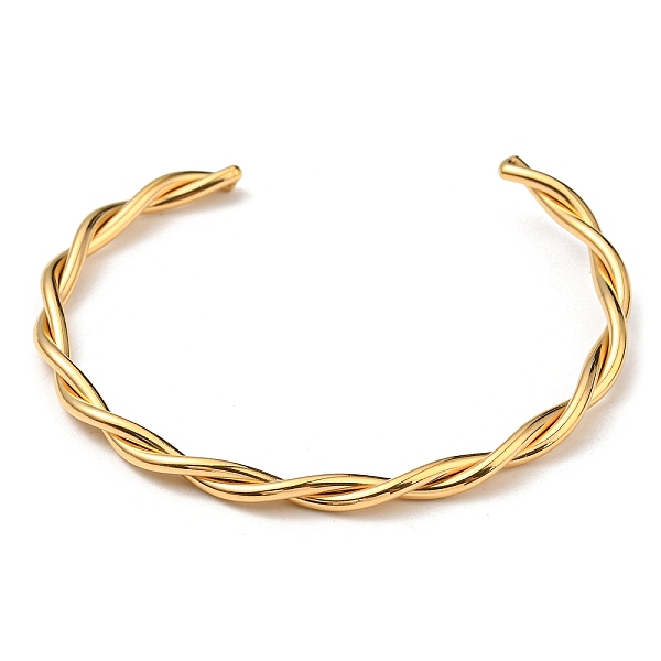 

PandaHall Ion Plating(IP) 304 Stainless Steel Twisted Rope Cuff Bangles, Real 18K Gold Plated, Inner Diameter: 1-7/8 inch(4.8cm)x2-1/4 inch...