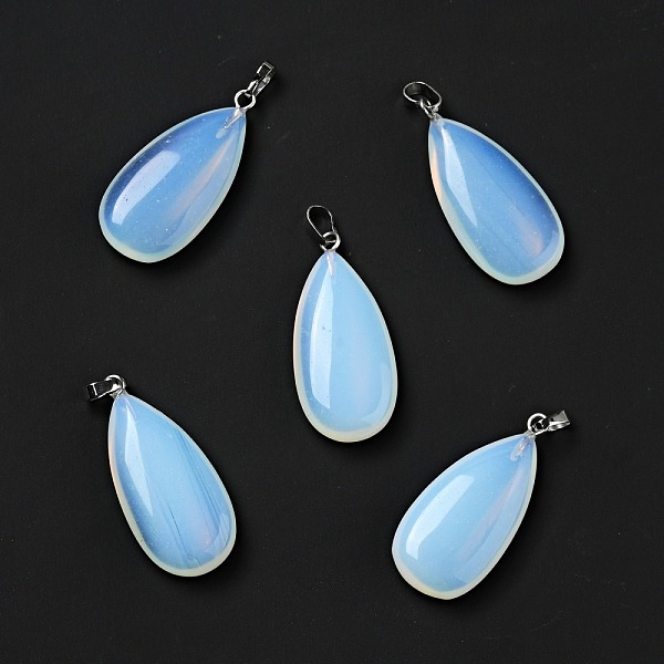 

PandaHall Opalite Pendants, with Platinum Tone Brass Findings, Teardrop, 33x15x7~7.5mm, Hole: 5x3.5mm Opalite Teardrop