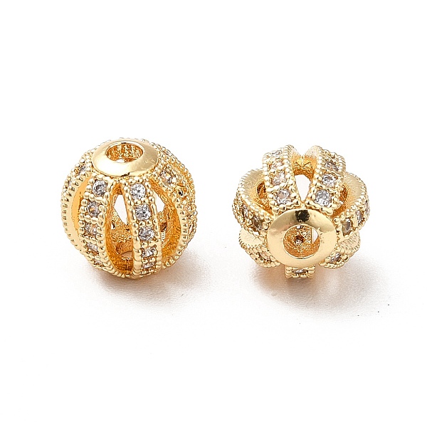 

PandaHall Brass Micro Pave Cubic Zirconia Beads, Real 18K Gold Plated, Hollow Round, Real 18K Gold Plated, 8mm, Hole: 1.6mm Brass+Cubic..., Clear