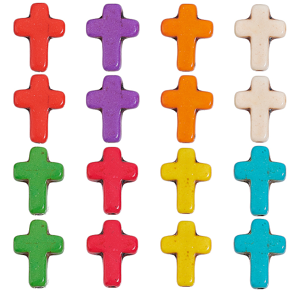 

PandaHall SUNNYCLUE 1 Box 100Pcs Cross Beads Bulk Small Colorful Cross Beads Synthetic Magnesite Stone Crucifix Crosses White Red Blue..., Multicolor