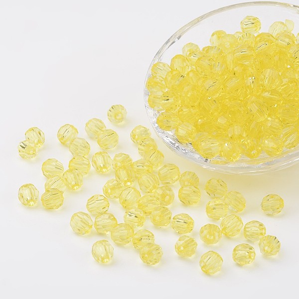 

PandaHall Transparent Acrylic Beads, Faceted, Round, Yellow, 8mm, Hole: 1.5mm Acrylic Round Yellow