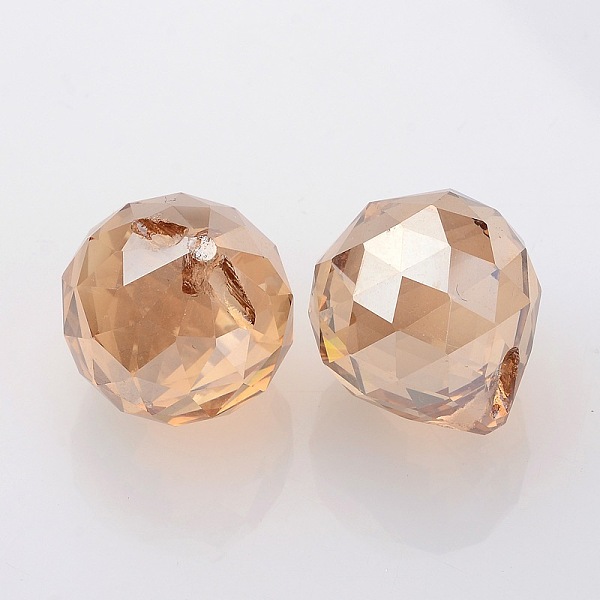 

PandaHall Faceted Round Glass Pendants, Sandy Brown, 23~25x21mm, Hole: 2mm Glass Round Brown