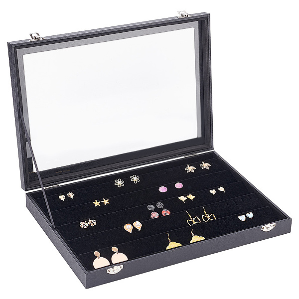 5 Rows Rectangle Wood Jewelry Presentation Box