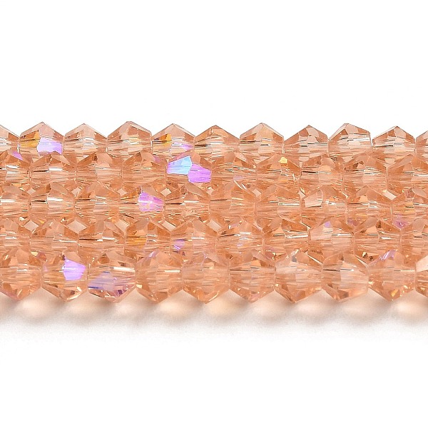 

PandaHall Transparent Electroplate Glass Beads Strands, AB Color Plated, Faceted, Bicone, Sandy Brown, 2mm, about 145~150pcs/strand...
