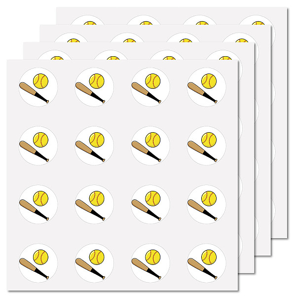 

PandaHall CREATCABIN 128Pcs Baseball Stickers Sports Vinyl Decal Self-Adhesive Waterproof Sticker Round Bulk Baseball Bat Stickers for Water...