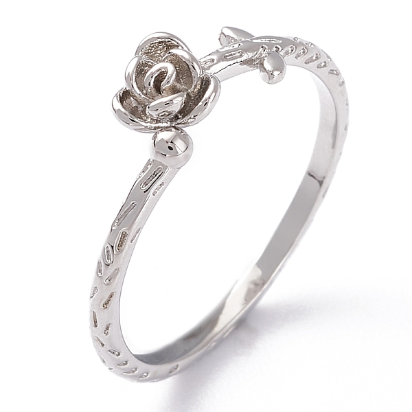

PandaHall Brass Cuff Rings, Open Rings, Textured, Rose, Platinum, US Size 6 3/4(17.1mm) Brass