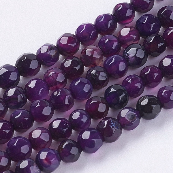 

PandaHall Natural Agate Beads Strands, Faceted, Dyed, Round, Indigo, 4mm, Hole: 0.5mm, about 91~93pcs/strand, 15 inch Natural Agate Round..., Purple