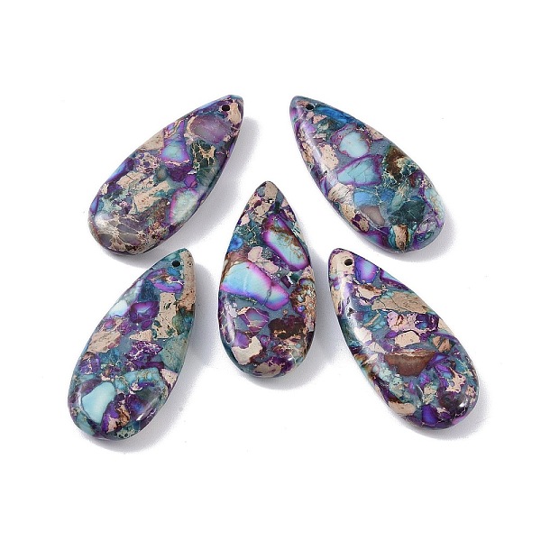 

PandaHall Dyed Synthetic Imperial Jasper Pendants, Teardrop Charms, Medium Purple, 35x15x6mm, Hole: 1.2mm Imperial Jasper Teardrop