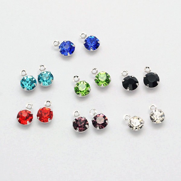 

PandaHall Flat Round Brass Micro Pave Cubic Zirconia Charms, Real Platinum Plated, Cadmium Free & Nickel Free & Lead Free, Mixed Color..., Multicolor
