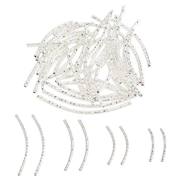 

PandaHall DICOSMETIC 40Pcs 4 Style Brass Tube Beads, Long-Lasting Plated, Curved Beads, Tube, 925 Sterling Silver Plated, 20~39x1.5mm, Hole...