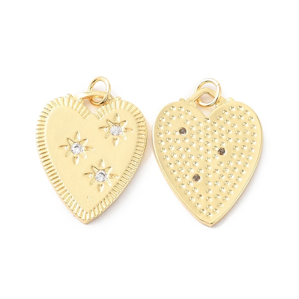 

PandaHall Rack Plating Brass Micro Pave Cubic Zirconia Pendants, Long-Lasting Plated, Cadmium Free & Lead Free, Heart with Star, Real 18K..., Clear