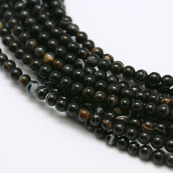 

PandaHall Natural Black Agate Bead Strands, Round, 2mm, Hole: 0.8mm, about 178pcs/strand, 15 inch Black Agate Round