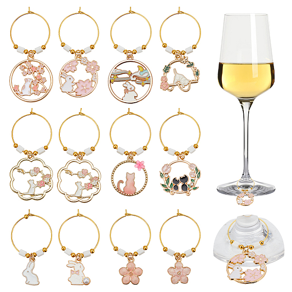 

PandaHall Easter Theme Alloy Enamel & Rhinestone & Resin Wine Glass Charms, with Brass Hoop Earring Findings and Glass Seed Bead..., Multicolor