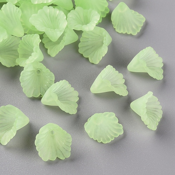 

PandaHall Frosted Acrylic Bead Caps, Flower, Green Yellow, 12x12x9mm, Hole: 1.2mm, about 1700pcs/500g Acrylic
