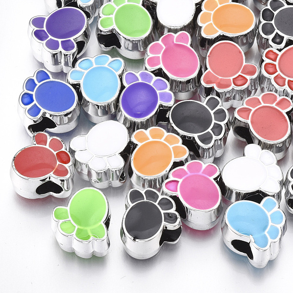 

PandaHall UV Plating Acrylic European Beads, with Enamel, Large Hole Beads, Footprint, Mixed Color, Platinum, 12x12x9mm, Hole: 4.5mm Acrylic..., Multicolor