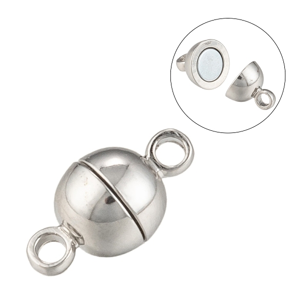 

PandaHall Rack Plating Brass Magnetic Clasps with Loops, N45 Grade Strong Magnet, Long-Lasting Plated, Round, Platinum, 11.5x6mm, Hole...