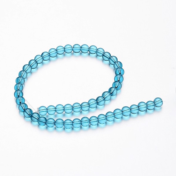 

PandaHall Glass Round Bead Strands, Medium Aquamarine, 4mm, Hole: 1mm, about 75~80pcs/strand, 11 inch Glass Round Green