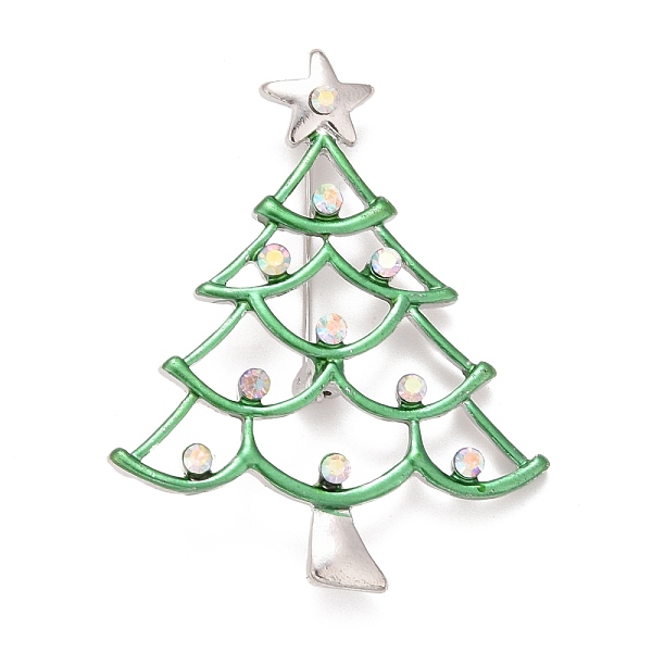 

PandaHall Green Christmas Tree Enamel Pin with Rhinestone, Alloy Badge for Backpack Clothes, Platinum, 56x45x9mm Alloy+Enamel Green