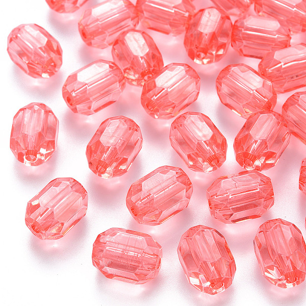 

PandaHall Transparent Acrylic Beads, Oval, Faceted, Light Coral, 14x10x10mm, Hole: 2mm, about 377pcs/500g Acrylic Oval