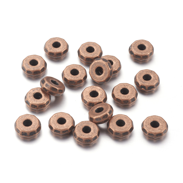 

PandaHall Tibetan Style Spacer Beads, Cadmium Free & Lead Free, Rondelle, Red Copper, 8x3mm, Hole: 2mm Alloy Rondelle