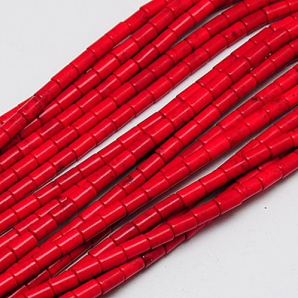 

PandaHall Synthetic Turquoise Beads Strands, Dyed, Column, Red, 6x4mm, Hole: 1mm, about 64pcs/strand, 15.5 inch Synthetic Turquoise Column...