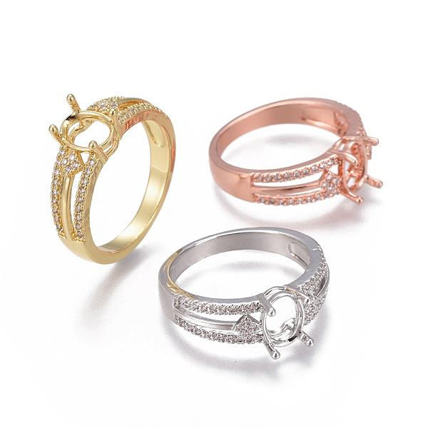 PandaHall Environmental Brass Finger Ring Components, Claw Pad Ring Settings, with Cubic Zirconia, Lead Free & Cadmium Free & Nickel Free... PandaHall Environmental Brass Finger Ring Components, Claw Pad Ring Settings, with Cubic Zirconia, Lead Free & Cadmium Free & Nickel Free...