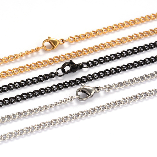 

PandaHall 304 Stainless Steel Twisted Chain Curb Chain Necklaces, with Lobster Claw Clasps, Mixed Color, 21.85 inch(55.5cm), 3mm 304...