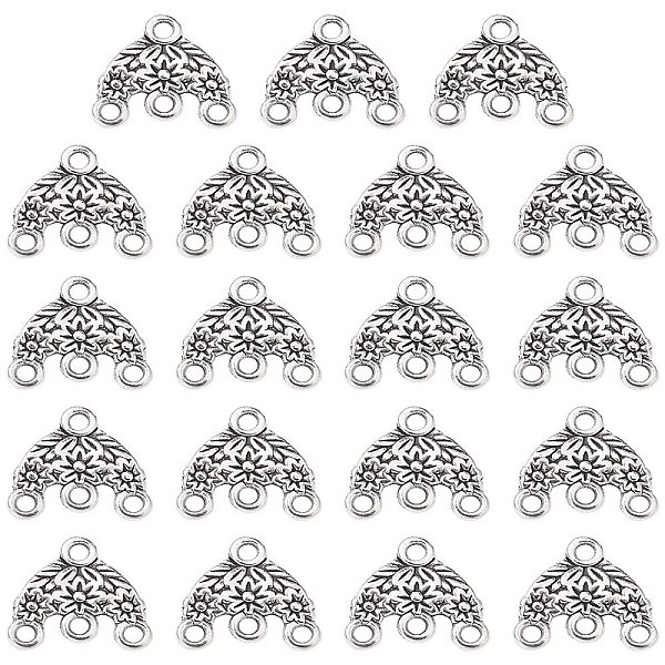 

PandaHall Tibetan Style Alloy Chandelier Component Links, Triangle with Flower, Antique Silver, 15x16x2mm, Hole: 2mm Alloy Triangle