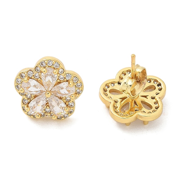 Aretes de corchete de circonita cúbica transparente con micro pavé de latón enchapado en cremallera