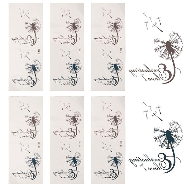 PandaHall Dandelion Temporary Tattoos, Tiny Tattoo Stickers, Waterproof 3D Plant Tattoo for Arm Hand Leg Decoration, With Word, Mixed Color...