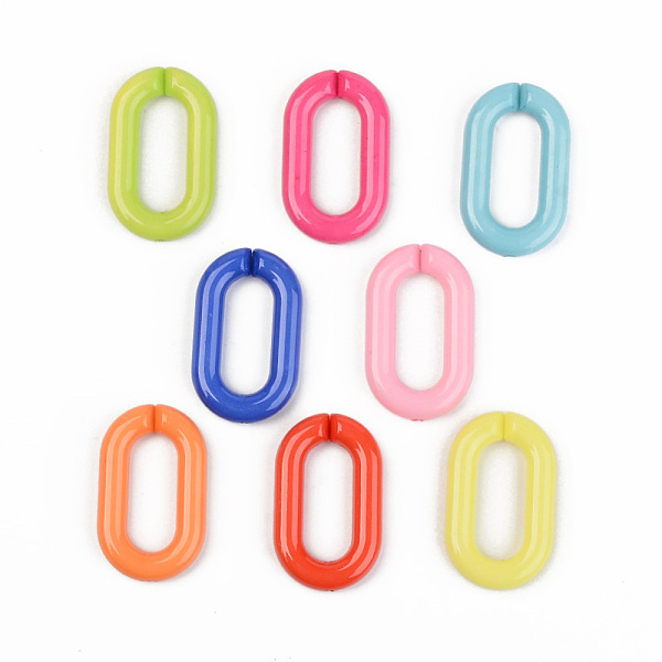 

PandaHall Opaque Acrylic Linking Rings, Quick Link Connectors, for Cable Chains Making, Unwelded, Oval, Mixed Color, 27x16.5x4.5mm, Inner..., Multicolor