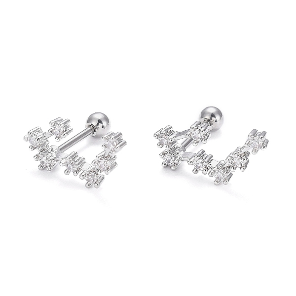 

PandaHall Brass Micro Pave Clear Cubic Zirconia Stud Earrings, with 304 Stainless Steel Pin and Ear Nut, Constellation/Zodiac Sign, Platinum...