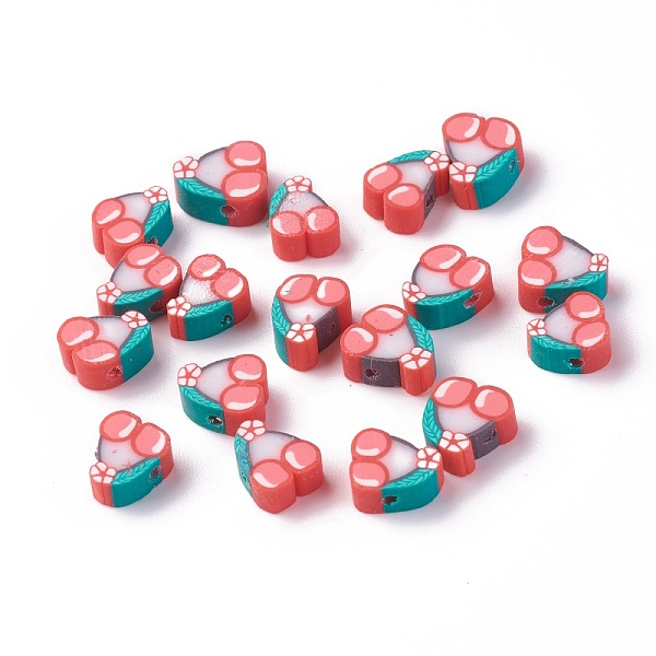 

PandaHall Handmade Polymer Clay Beads, Cherry, Red, 10~11.5x8~10x4.5~4.7mm, Hole: 1.5mm Polymer Clay Cherry Red