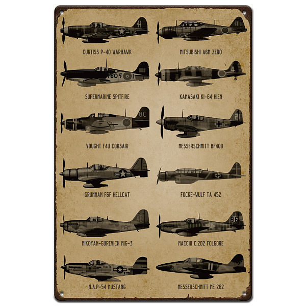 

PandaHall Vintage Metal Tin Sign, Iron Wall Decor for Bars, Restaurants, Cafe Pubs, Rectangle, Warcraft, 300x200x0.5mm Iron Airplane