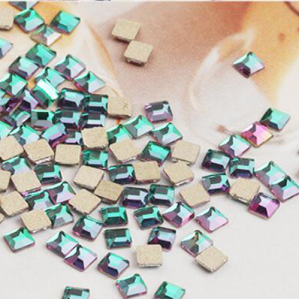 

PandaHall Flat Back Glass Rhinestone Cabochons, Nail Art Decoration Accessories, Square, Peridot, 3x3mm Rhinestone Square Green