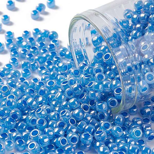 

PandaHall TOHO Round Seed Beads, Japanese Seed Beads, (917) Ceylon Denim Blue, 8/0, 3mm, Hole: 1mm, about 222pcs/10g Glass Blue